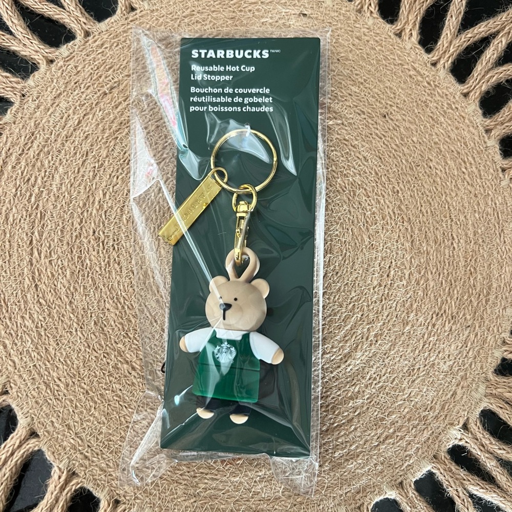 Starbucks 2025 Bear Keychain Reusable‎ Hot Cup Lid Stopper - Barista NWT Rare - Picture 3 of 8